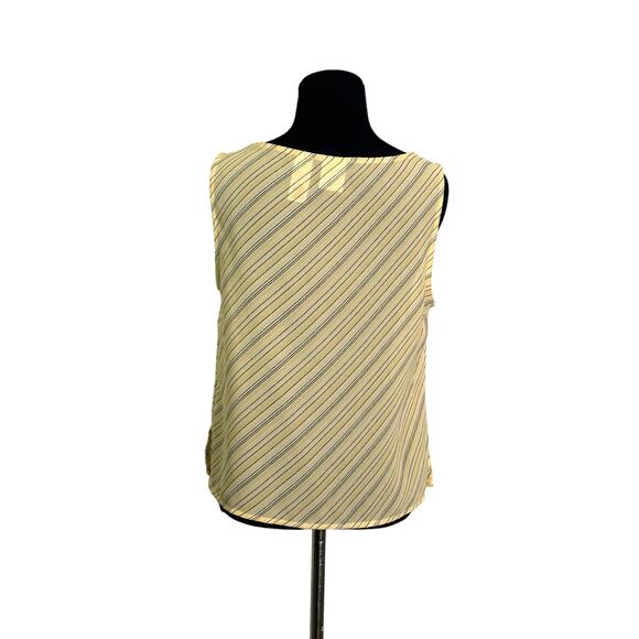 Liz Claiborne yellow striped sleeveless semi sheer blouse size 6 - Picture 7 of 10